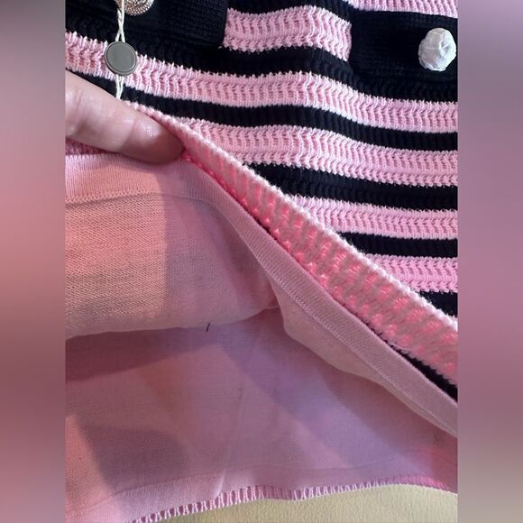 Rebecca Vallance Camille Striped Mini Skirt Pink & Black Sizr Medium NWTs - Picture 6 of 9